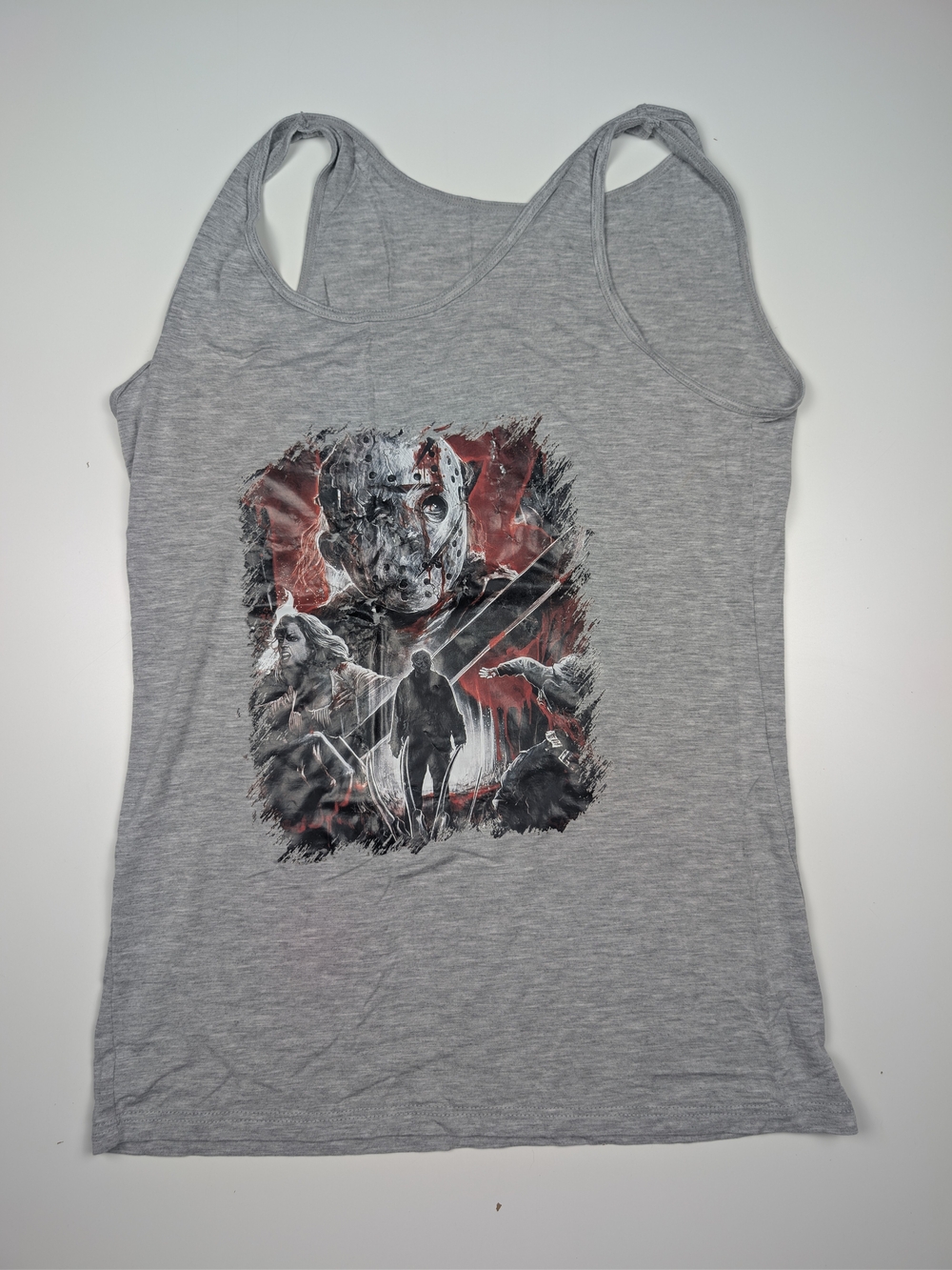 Friday The 13th Jason Voorhees Tank Top Womens S Grey Modal Horror Graphic